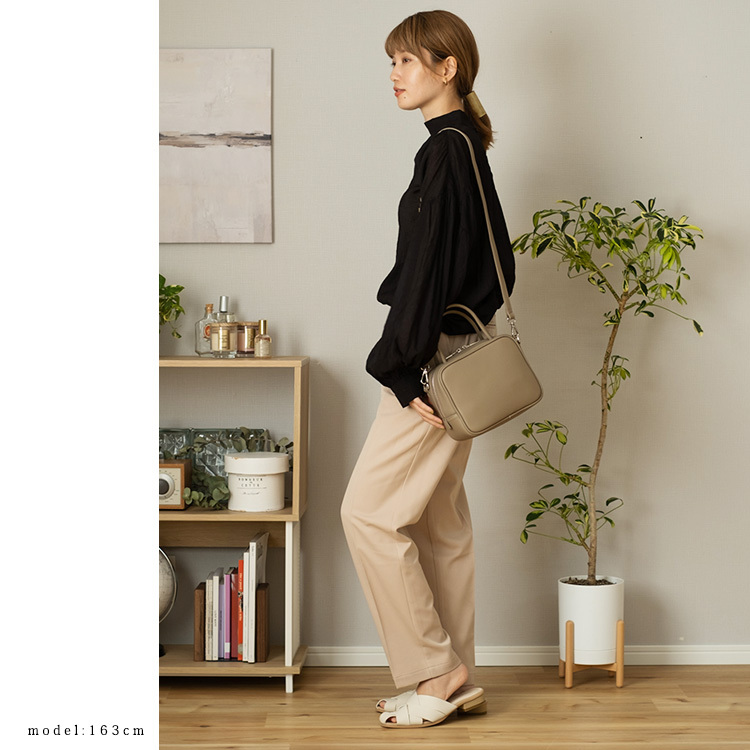 スクエアバッグ レディース 小さめ 本革 2way シュリンクレザー ハンドバッグ ショルダーバッグ 自立 斜めがけ 革バッグ binb-n6202y Depral/デプラルの画像
