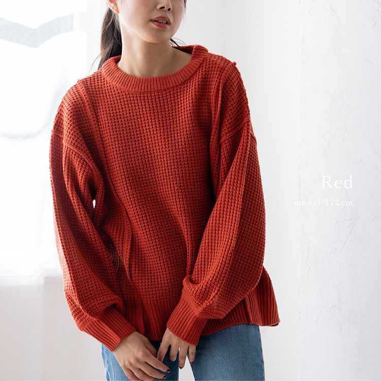 VitaFelice（ヴィータフェリーチェ） ワッフル ニット レディース 長袖