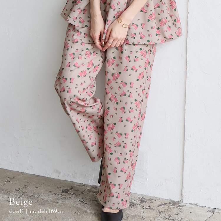 openyy 花柄パンツ　フラワーパンツ VitaFelice ワイドパンツ レディース 花柄 フラワープリント