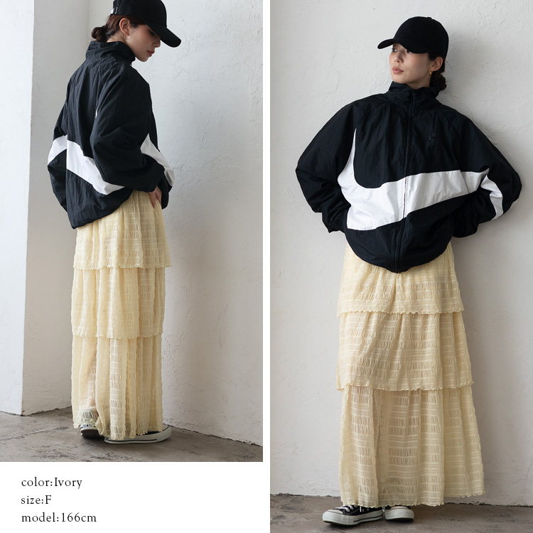 No Rule No Line sale ティアードスカート ロング レース シアー