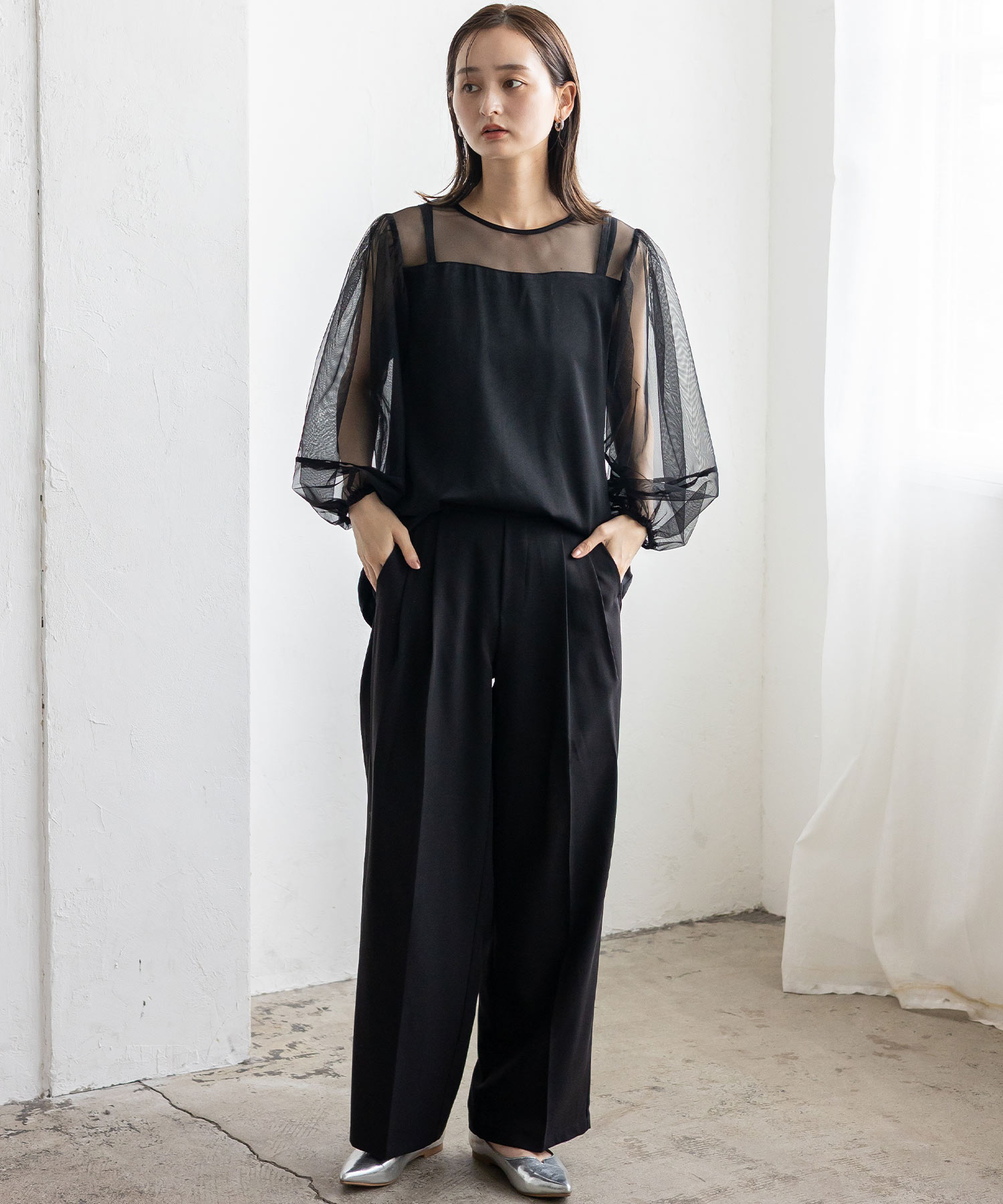 No Rule No Line sale ブラウス レディース 長袖 薄手 シャツ