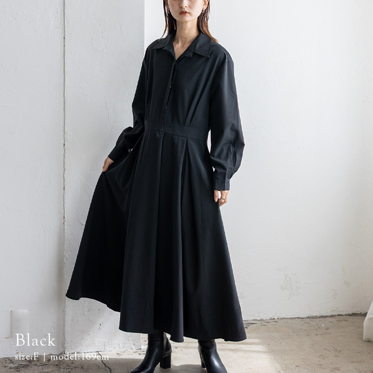 No Rule No Line sale シャツワンピース レディース タック フレア