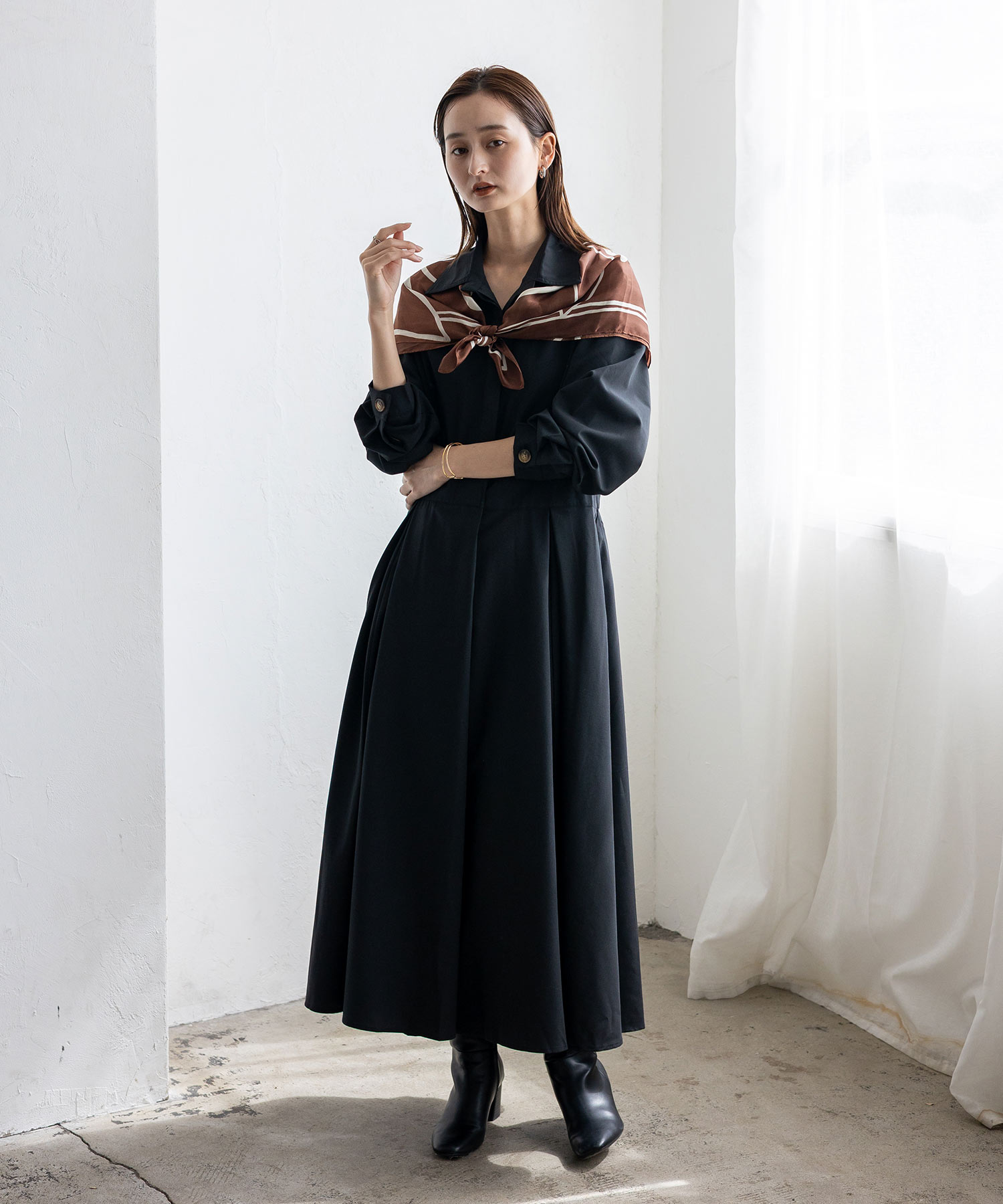 No Rule No Line sale シャツワンピース レディース タック フレア