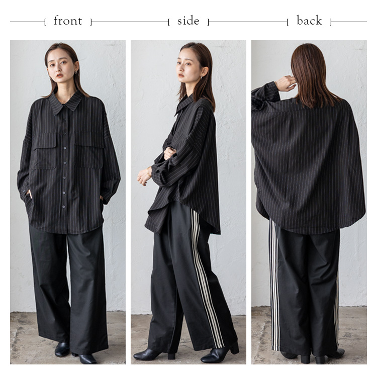 No Rule No Line ワイドパンツ レディース 大きめ サイドライン
