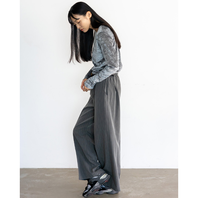 No Rule No Line シアーT トップス ベロア レディース ロンT 長袖