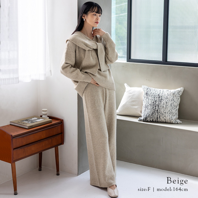 No Rule No Line SALE セットアップ レディース 3点セット ニット 上下