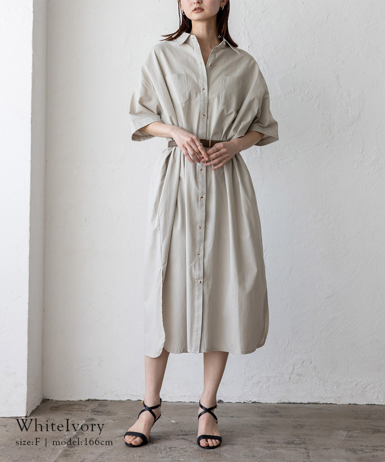 No Rule No Line シャツワンピース レディース 半袖 ロングワンピース