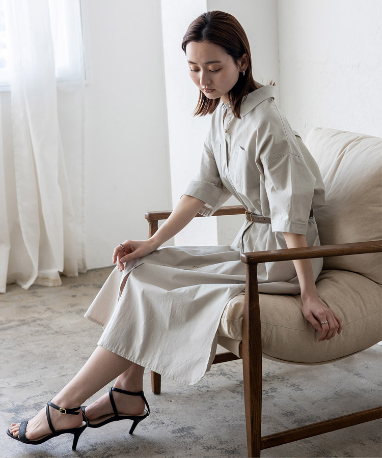 No Rule No Line シャツワンピース レディース 半袖 ロングワンピース