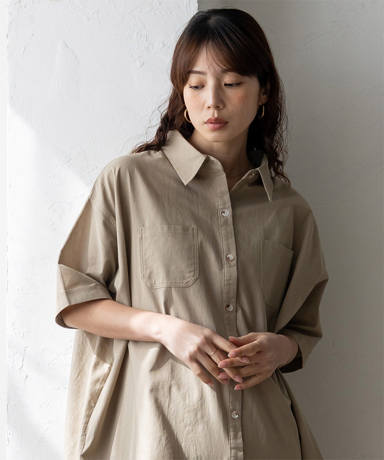 No Rule No Line シャツワンピース レディース 半袖 ロングワンピース