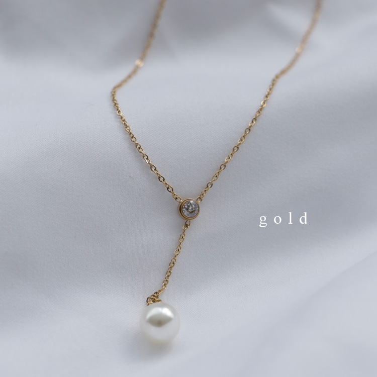 VitaFelice ネックレス レディース Y字 金属アレルギー対応 18k  