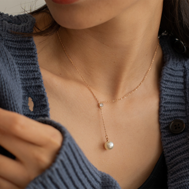 VitaFelice ネックレス レディース Y字 金属アレルギー対応 18k