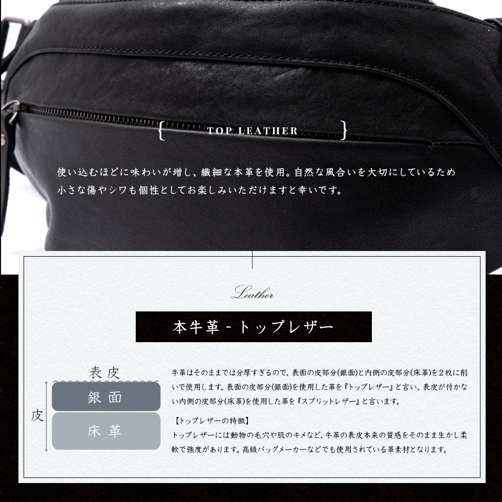 VitaFelice（ヴィータフェリーチェ） ボディバッグ メンズ 本革 レザー