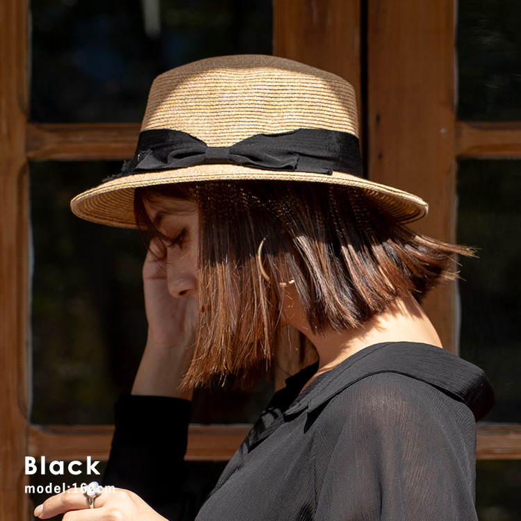 カンカン帽 レディース リボンデザイン 帽子 軽量 あご紐付き サイズ調整可能 日焼け対策 母の日 ...