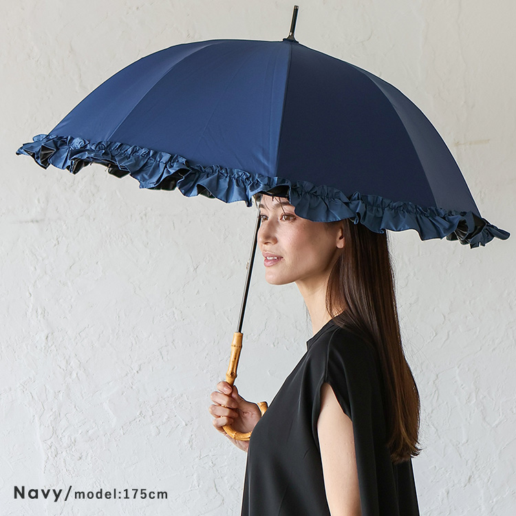 SUN BARRIER 100 フリルの晴雨兼用傘 中古品 完全遮光折日傘 サンバリア100 USED品 2段 フリル フロスト
