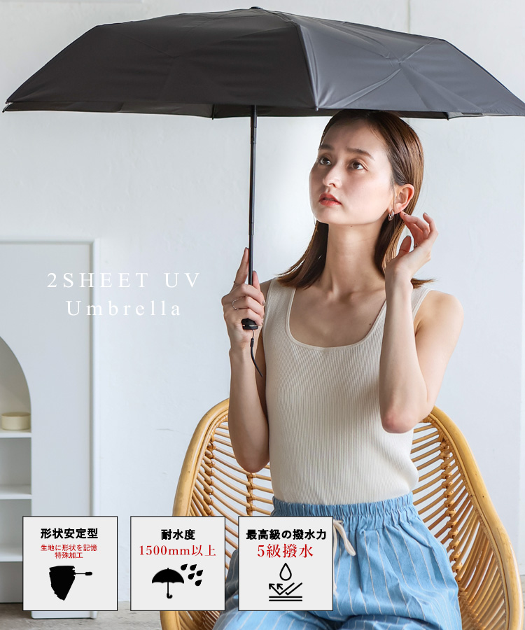VitaFelice（ヴィータフェリーチェ） 日傘 折りたたみ 完全遮光 晴雨