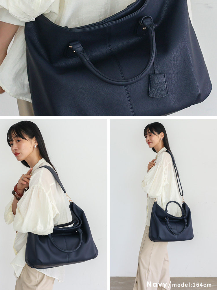 【A4収納可能】3way BAG／black leather VitaFelice トートバッグ レディース 大きめ A4 2way 3way