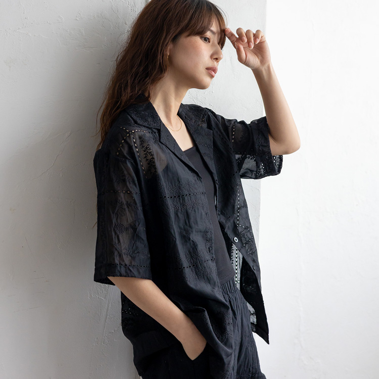 VitaFelice（ヴィータフェリーチェ） シャツ レディース 半袖 レース 