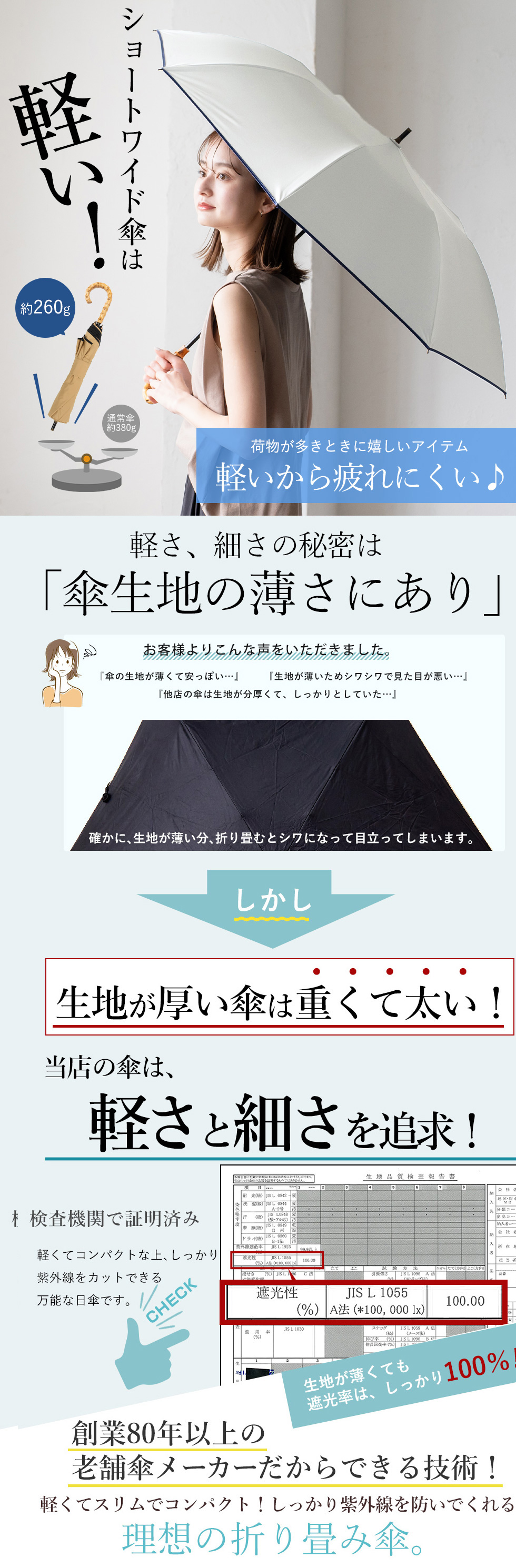 VitaFelice SALE 日傘 レディース 完全遮光 ショートワイド傘