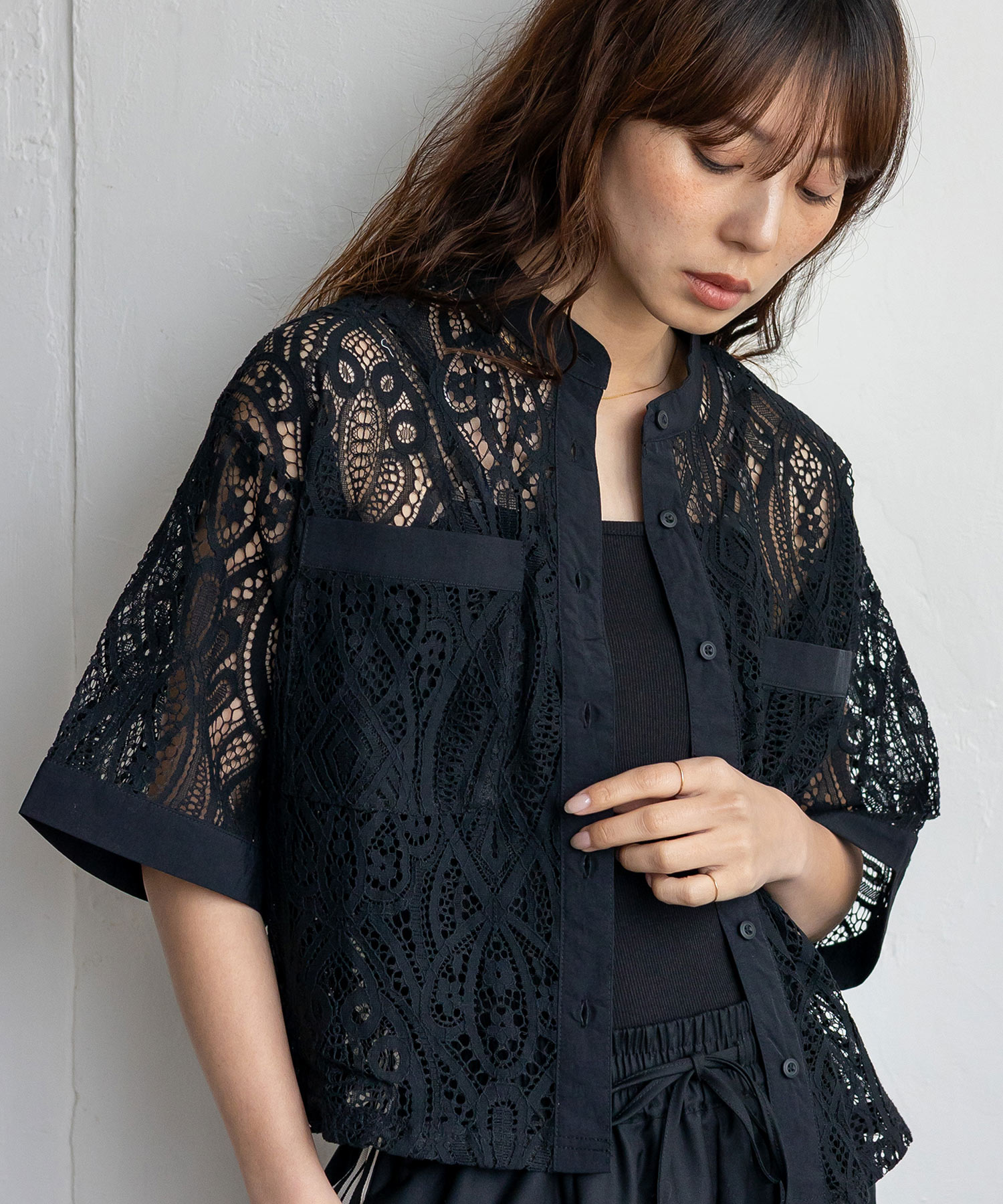 VitaFelice（ヴィータフェリーチェ） シャツ レディース 半袖 レース 