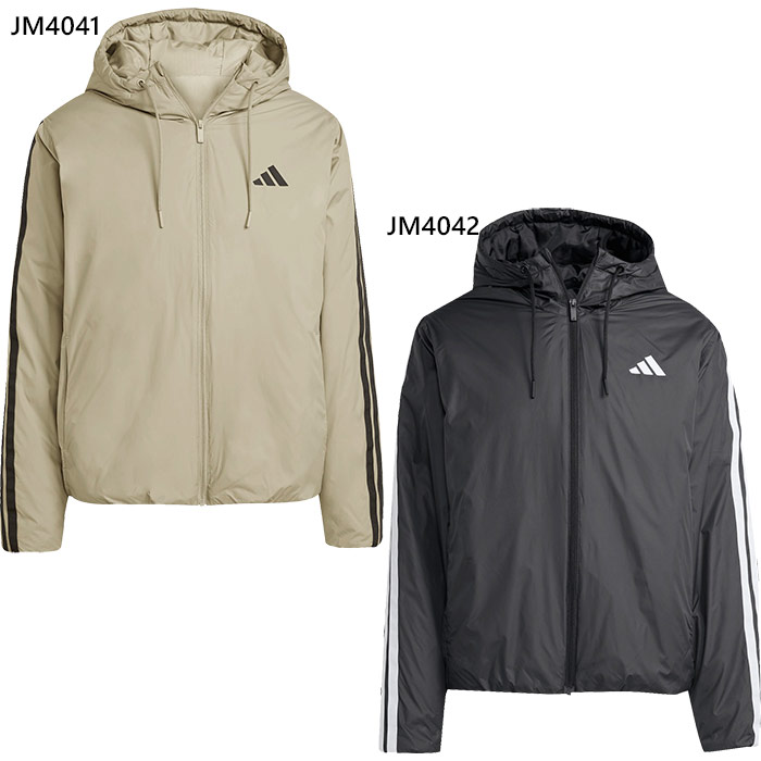 アディダス メンズ M ESS 3S フード パデッドジャケット フィットネス トレーニングウェア トップス 上着 アウター 長袖 ブラック 黒 シルバー 送料無料 adidas KLK10 adidas（アディダス） メンズ M ESS 3S フード パデッドジャケット