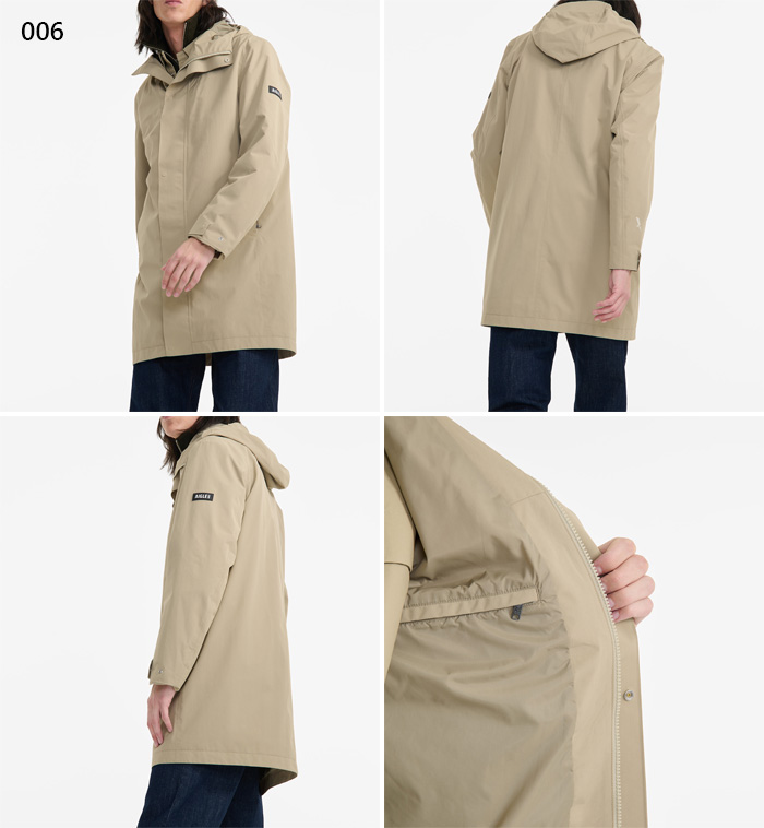 AIGLE（エーグル） メンズ 透湿防水 ロングフーデッドコート レイン