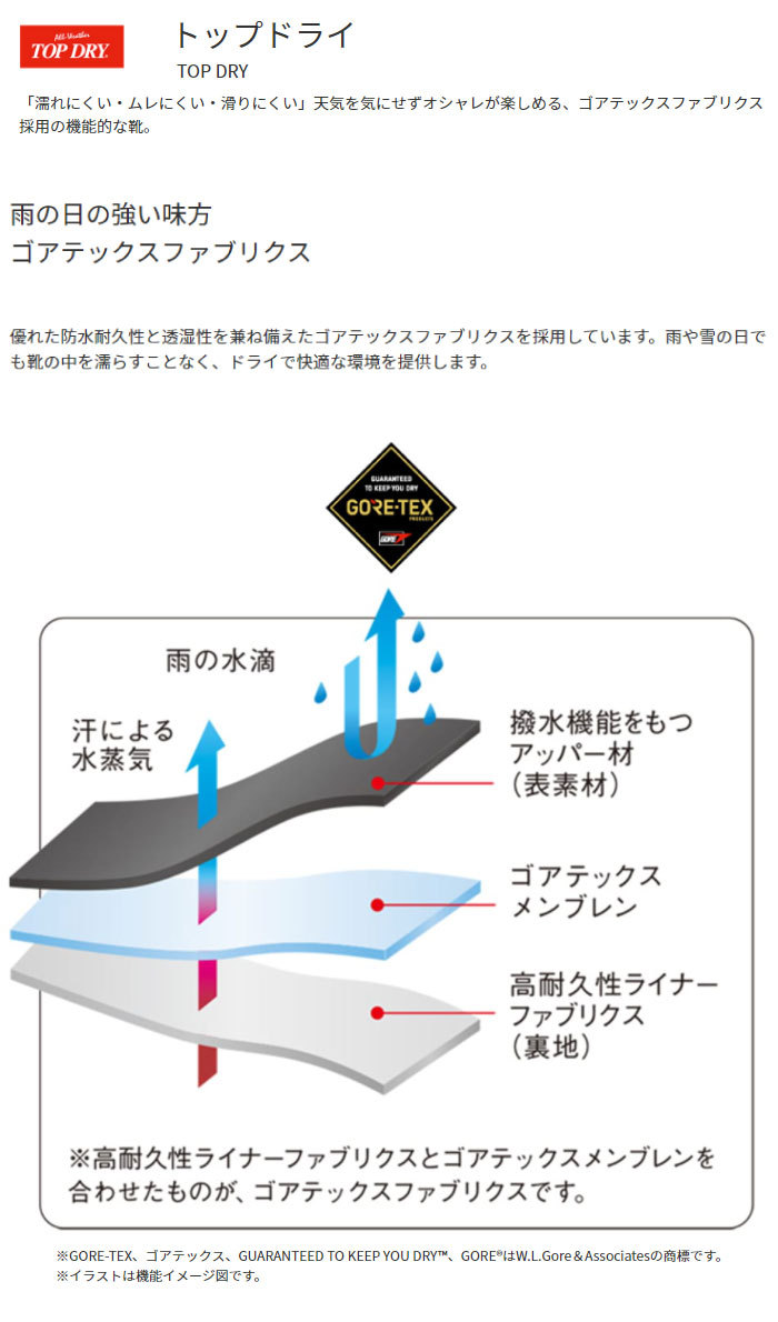 晴雨両用 アサヒシューズ レディース トップドライ ゴアテックス