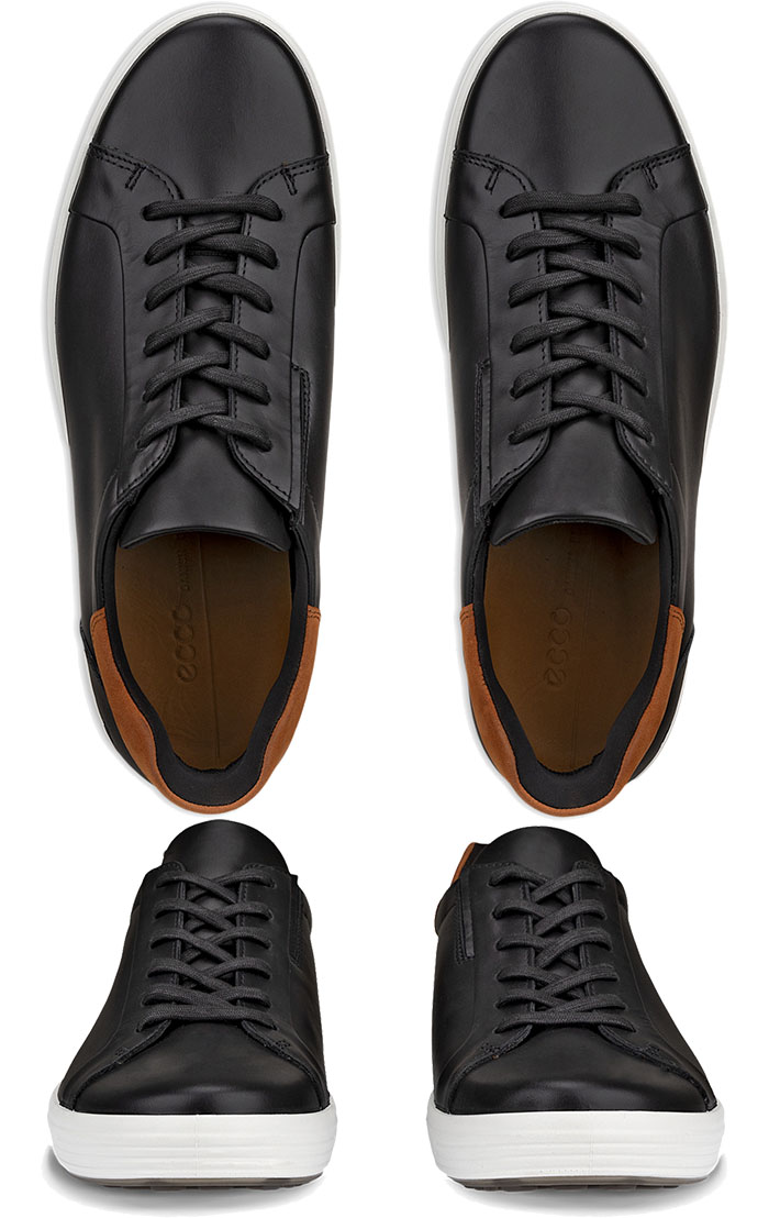 ECCO 本革メッシュ スニーカー ECCO SOFT ZERO Men メンズ レザースニーカー | ブラック