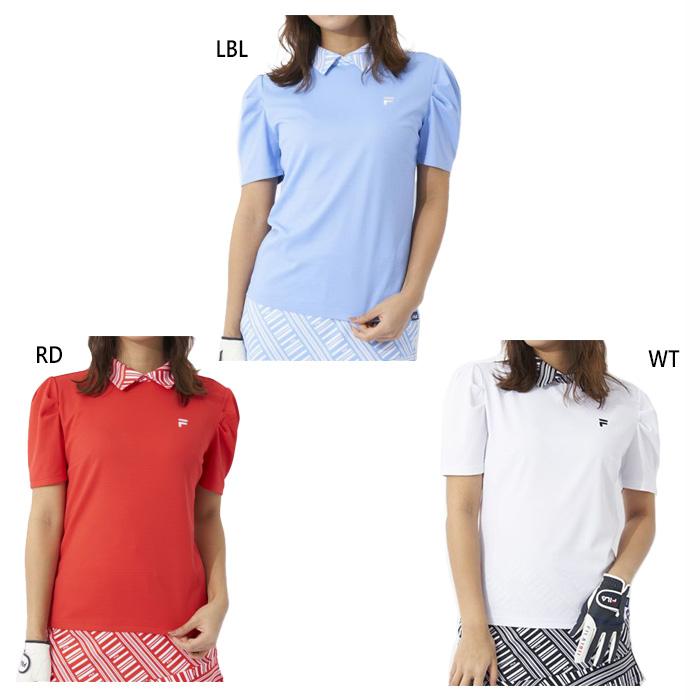 FILA GOLF フィラ ゴルフ レディース ストライプ衿 半袖シャツ ゴルフ