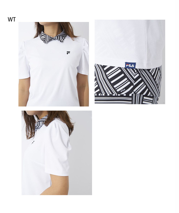 FILA GOLF フィラ ゴルフ レディース ストライプ衿 半袖シャツ ゴルフ