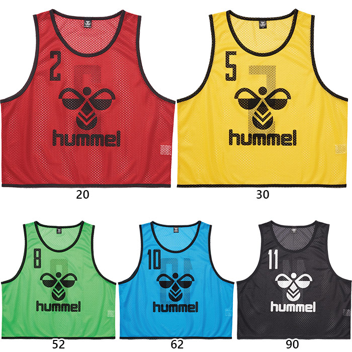 ヒュンメル メンズ レディース トレーニングビブス(10枚セット) サッカーウェア フットサルウェア 2番-11番 収納バッグ付き ゼッケン ブラック 黒 ブルー レッド 青 赤 イエロー グリーン 黄色 緑 送料無料 hummel HAK6007Z hummel（ヒュンメル） メンズ レディース トレーニングビブス(10枚