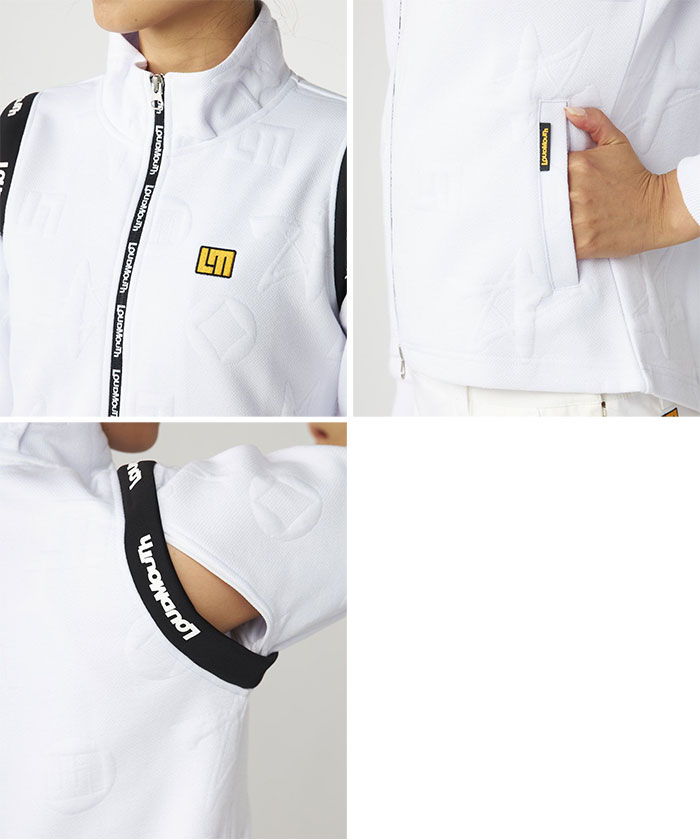 新品　大きいサイズXL ラウドマウス　LOUDMOUTHジャガードブルゾン　白 LOUDMOUTH（ラウドマウスゴルフ） ラウドマウス レディース 2way