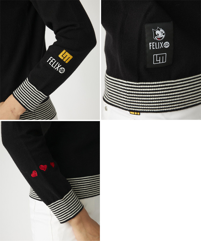 ラウドマウス レディース フィリックス LOUDMOUTH×FELIX コラボ 軽量ニット セーター ゴルフウェア トップス 長袖 ホワイト 白 ブラック 黒 送料無料 LOUDMOUTH 775760 LOUDMOUTH（ラウドマウスゴルフ） ラウドマウス レディース