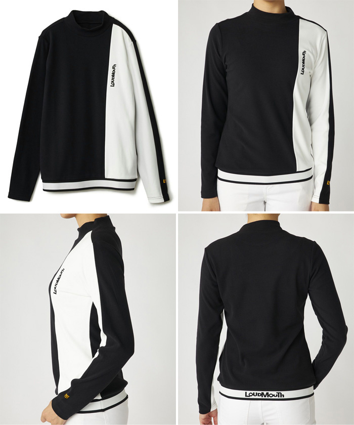 ラウドマウス レディース 両面起毛デザインシャツ ゴルフウェア トップス 長袖 UVカット ホワイト 白 ブラック 黒 ブルー 青 送料無料 LOUDMOUTH 775551 LOUDMOUTH（ラウドマウスゴルフ） ラウドマウス レディース 両面起毛