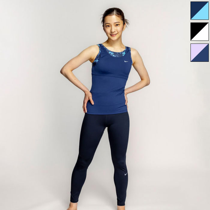 【kojikoji】ナイキ　フィットネス水着　袖付き　半袖　スパッツ NIKE（ナイキ） レディース 袖なしレギンスセパレーツ スイムウエア