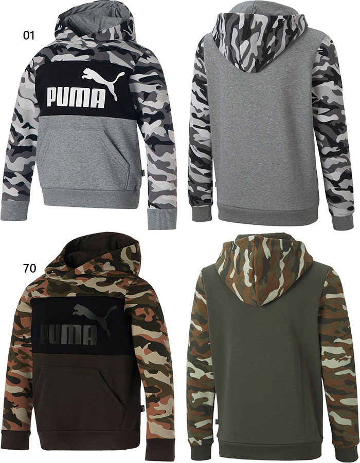 PUMA プーマ ジュニア キッズ ESS+ カモ フーディー パーカー