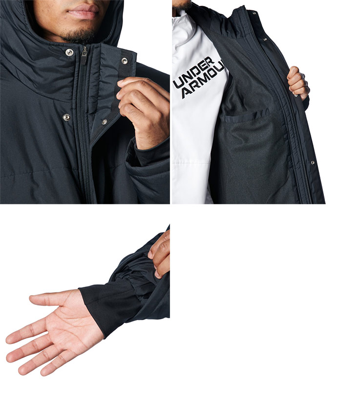 アンダーアーマー メンズ UAロゴ ロングコート 上着 アウター トップス フィットネス トレーニングウェア 長袖 ベンチコート スポーツ観戦 ブラック 黒 ネイビー 送料無料 UNDER ARMOUR 1388242 UNDER ARMOUR（アンダーアーマー） メンズ UAロゴ ロングコート 上着
