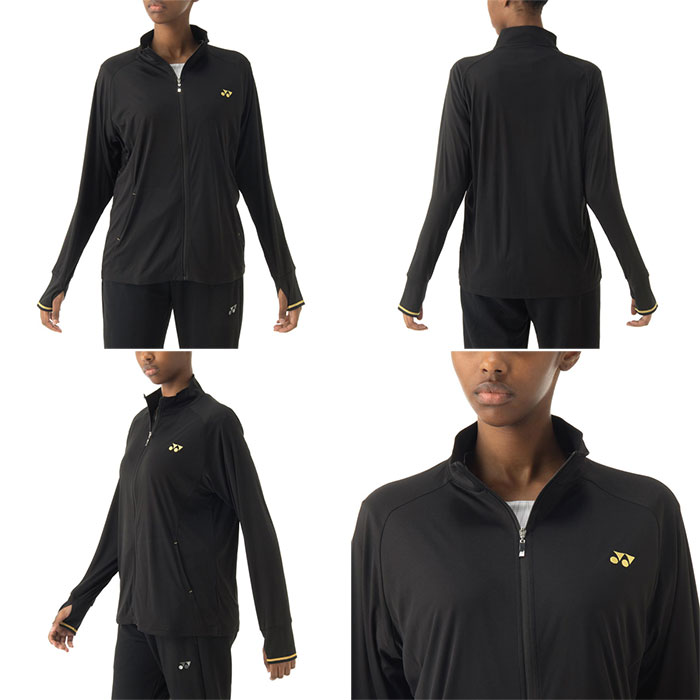 YONEX ジップアップ長袖ウェア ブラック YONEX（ヨネックス） レディース ニットウォームアップシャツ テニス