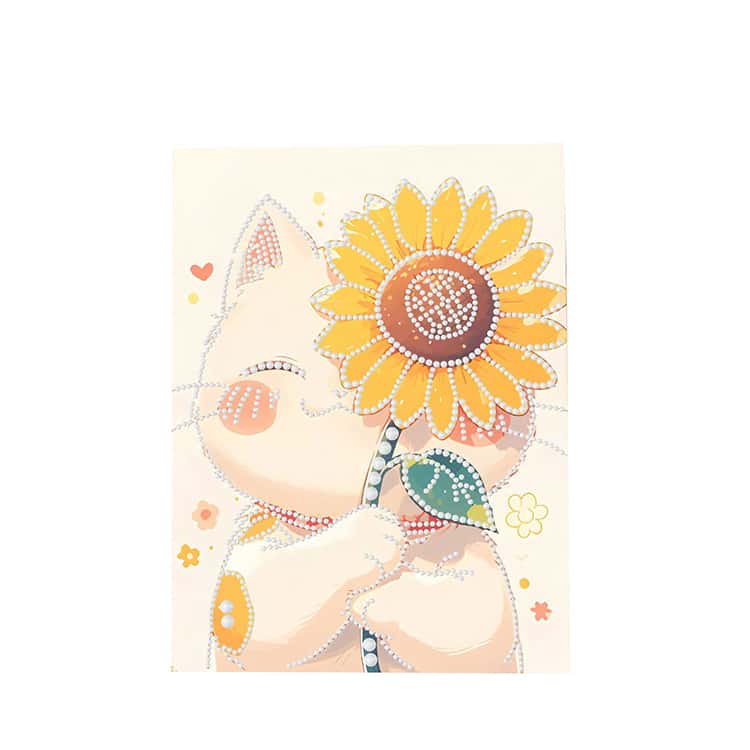 30×40cm フラワー 猫 枠＋キットセット キット ビーズ ペン 枠 パール