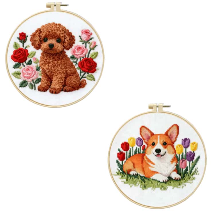ラブラドール クロスステッチ 枠付き 刺繍キット 2個セット
