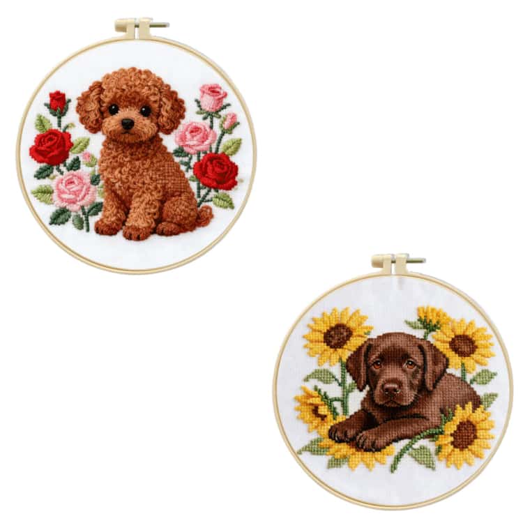 ラブラドール クロスステッチ 枠付き 刺繍キット 2個セット