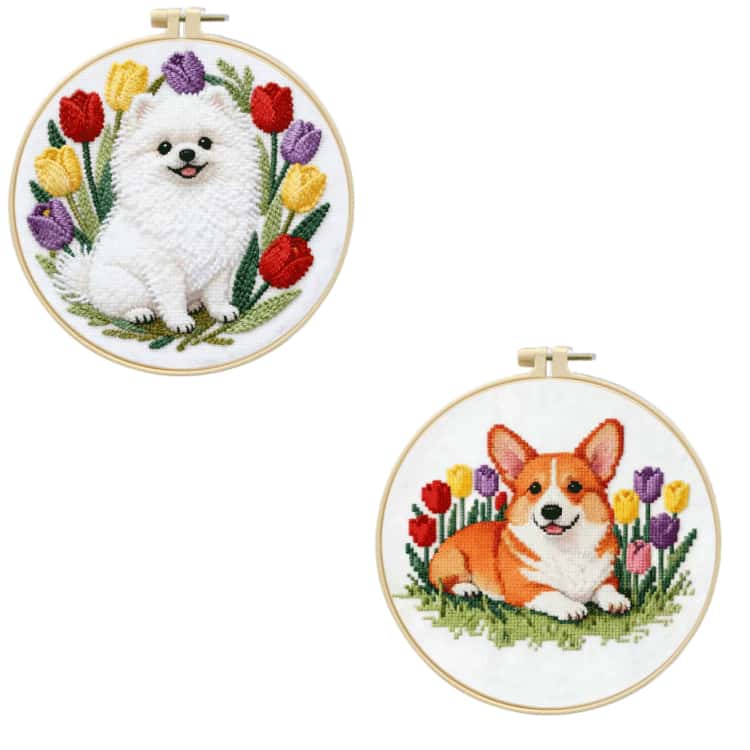 ラブラドール クロスステッチ 枠付き 刺繍キット 2個セット