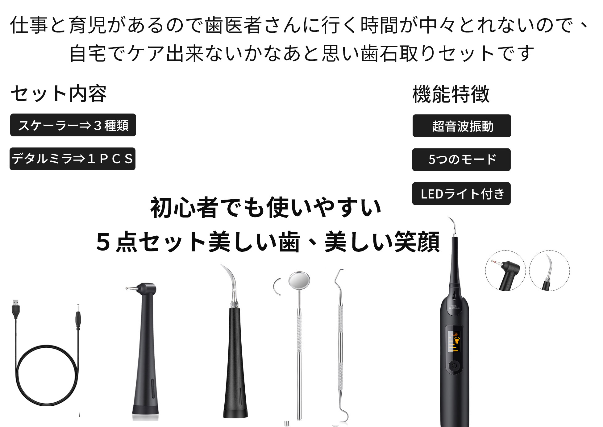 口腔洗浄器 音波 歯石取り 超音波 自分 歯石 除去 電動 ケア用品 口臭 歯 ヤニ取り 歯 ヤニ取り クリーナー 歯 歯間ブラシ 黄ばみ 口腔ケア  歯用ツール : a0001 : ビタミンストア - 通販 - Yahoo!ショッピング