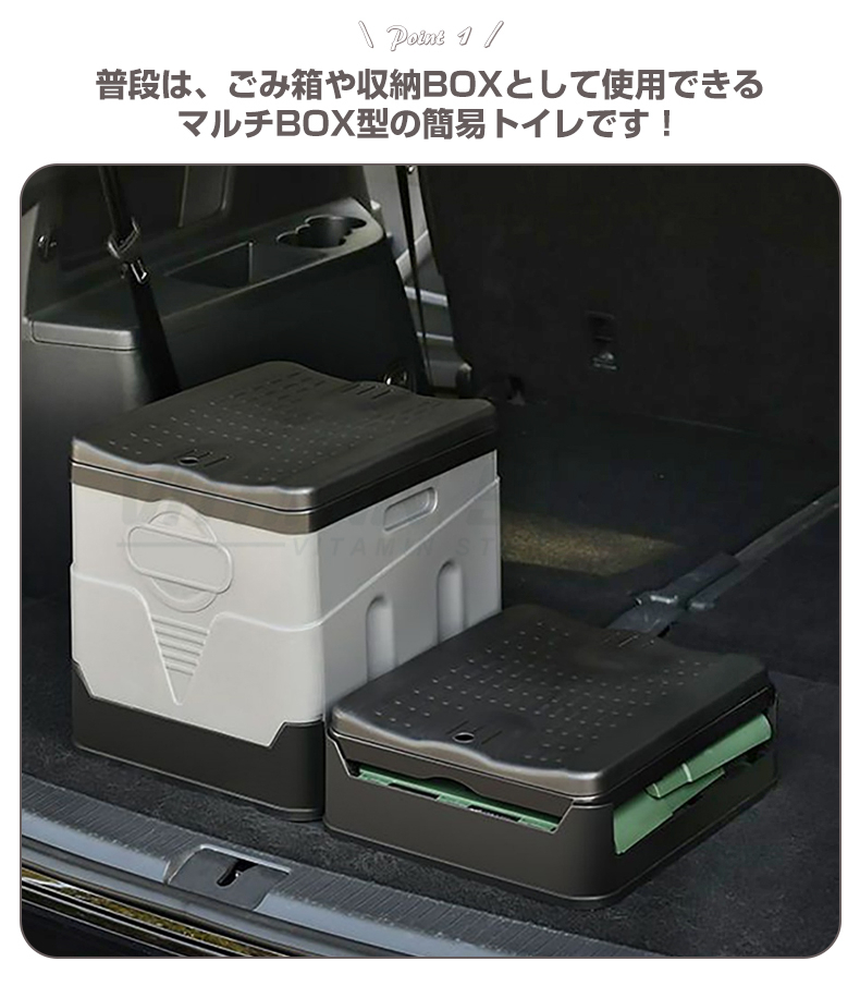 【即納 収納袋＆ゴミ袋12枚付き 一年保証】携帯トイレ 簡易トイレ 20L 耐荷重150kg キャンプ トイレ 便座 非常用 車中泊 防災トイレ 折りたたみ 緊急トイレ｜vitamin-store｜09