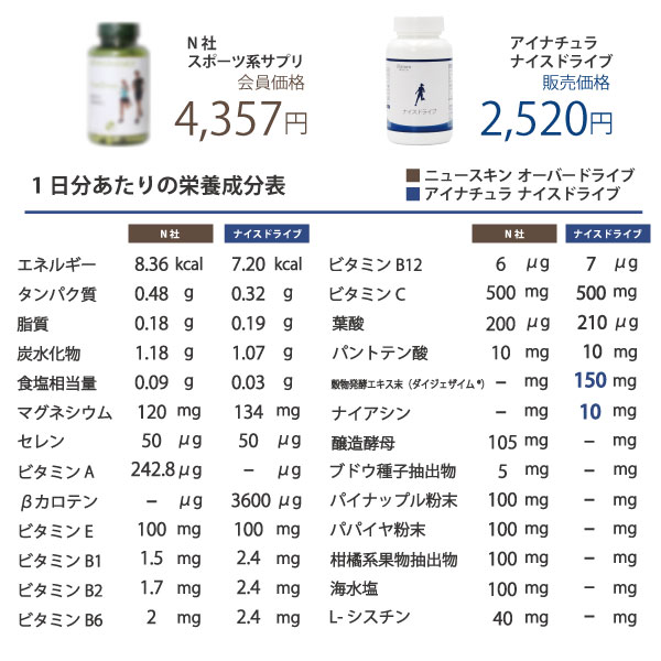 ナイスドライブ　成分表