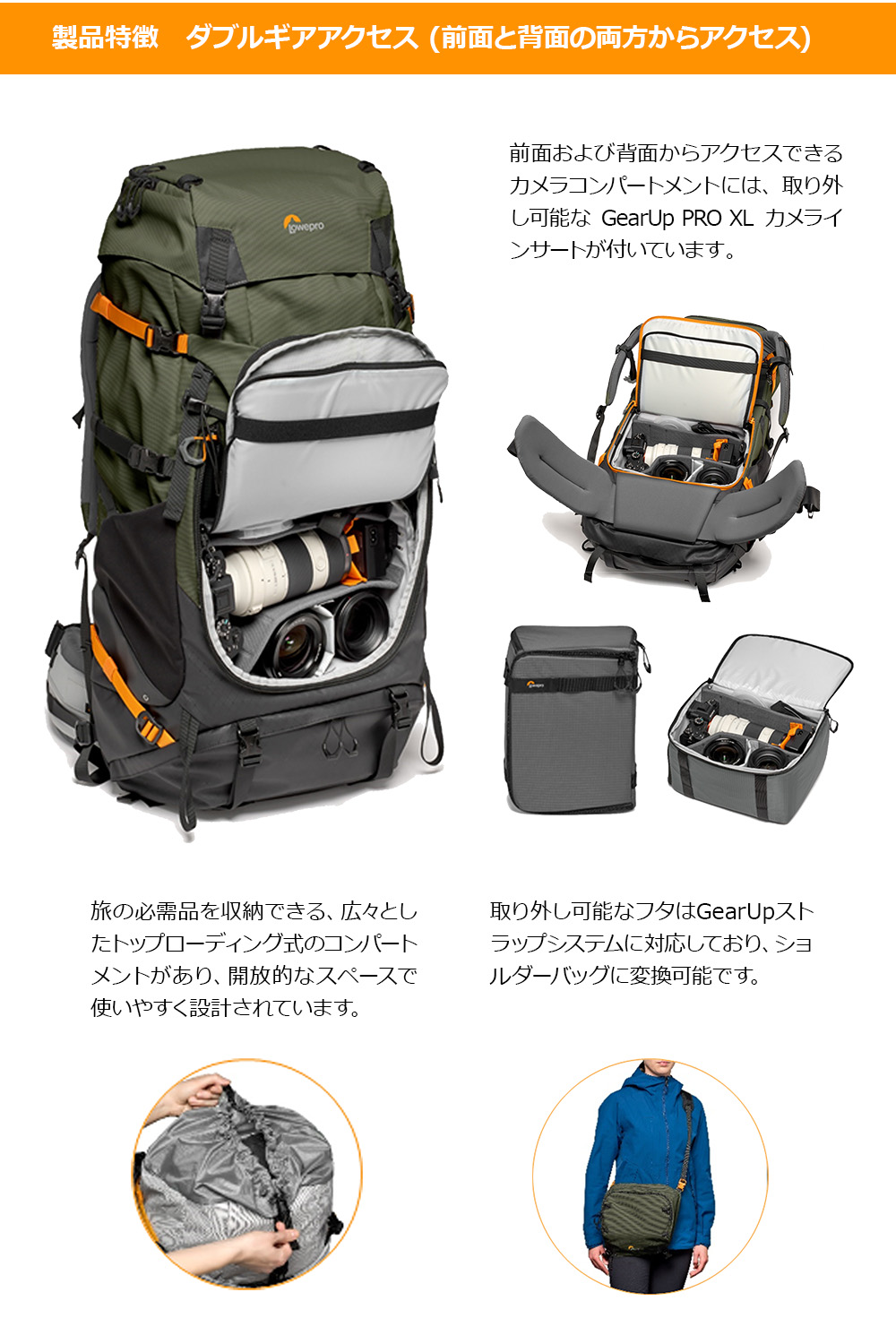OUTLET】Loweproロープロ カメラバッグ フォトスポーツ PRO 55L AW IV