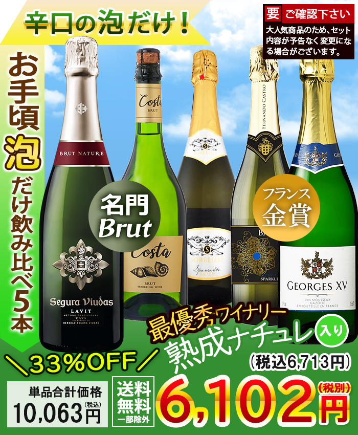 ワイン ワインセット スパークリングワイン 泡 お手頃 5本 辛口