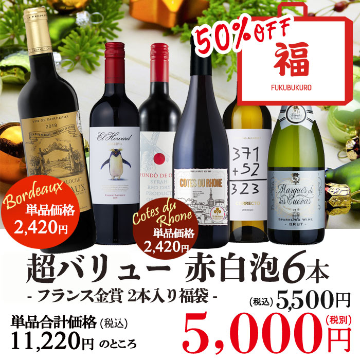 ワイン ワインセット 赤白泡 赤ワイン 白ワイン スパークリング ワイン福袋 福袋 6本セット 金賞入り 辛口 お買い得 :ksdt-chred6: ワイン館ビバヴィーノ 本館 通販 