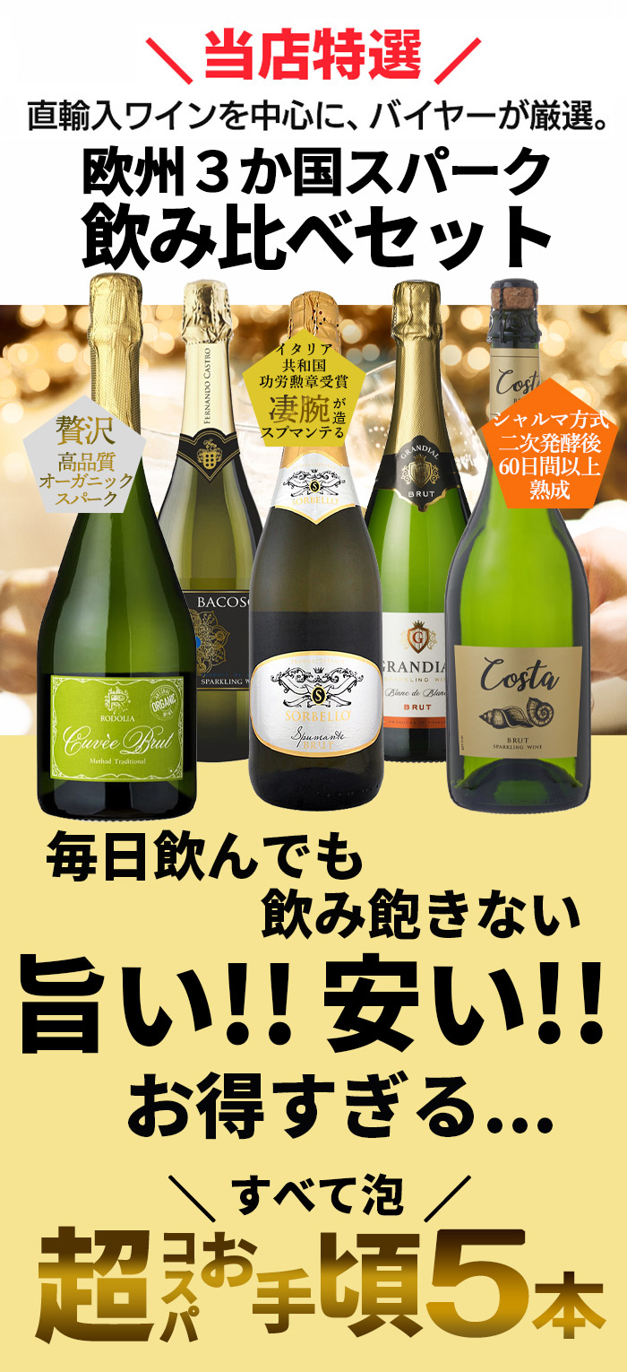 お得な スパークリングワイン 5本セット 750ml