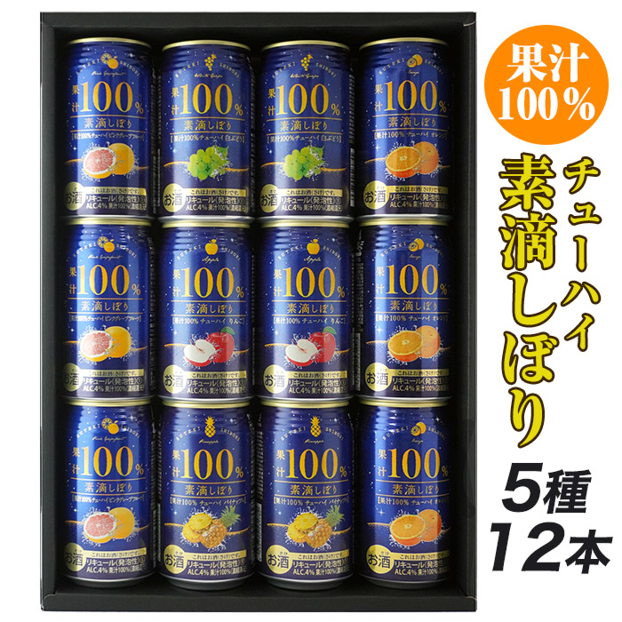 チューハイ 素滴しぼり 果汁100％ 5種12本セット レモンサワー