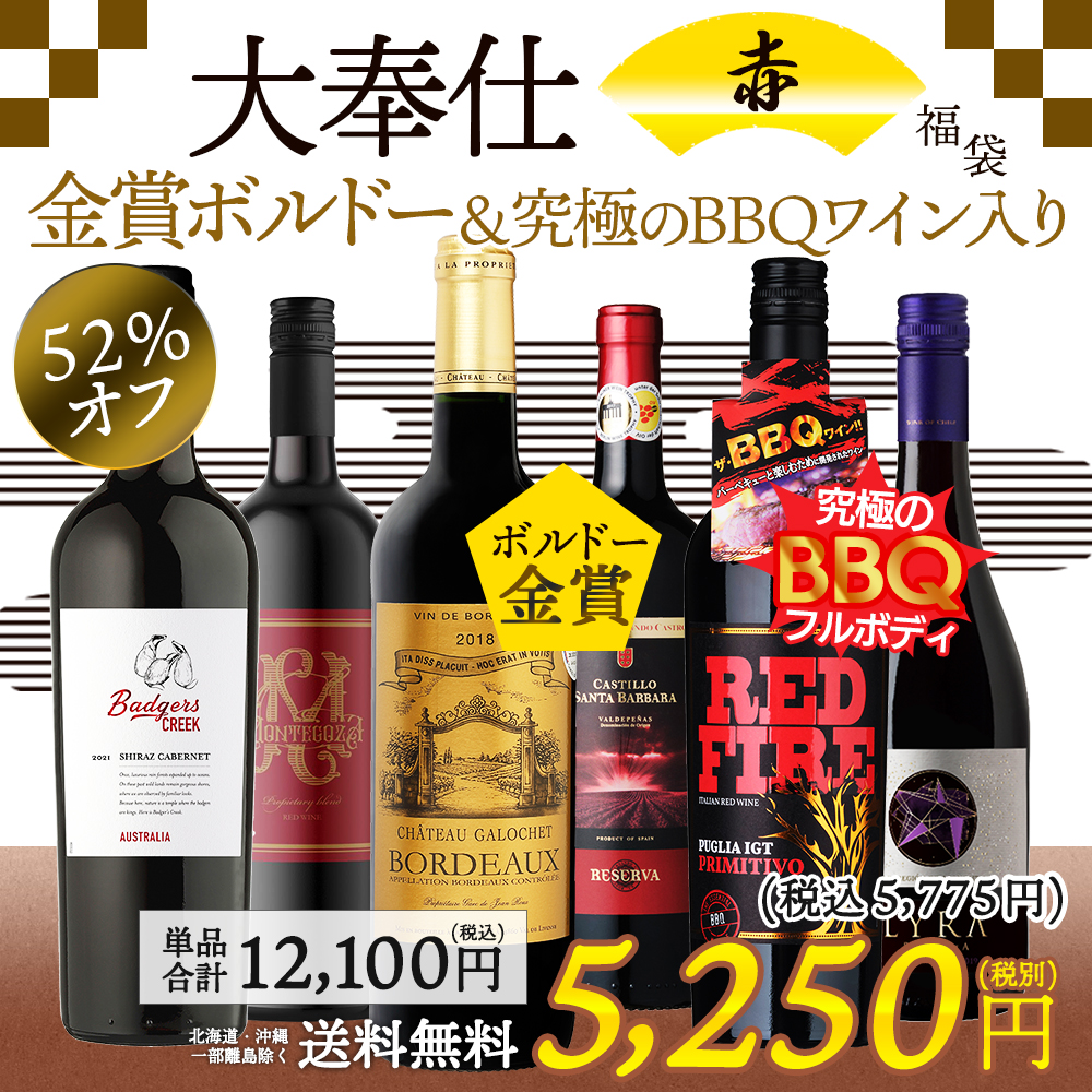 福袋 ワイン ワインセット 大奉仕 3冠金賞入り 赤白6本 辛口 赤白ミックス 赤ワイン 白ワイン ミックスセット 赤白ワインセット 送料無料 一部除外  :hb19-5red6:ワイン館ビバヴィーノ 別館 - 通販 - Yahoo!ショッピング